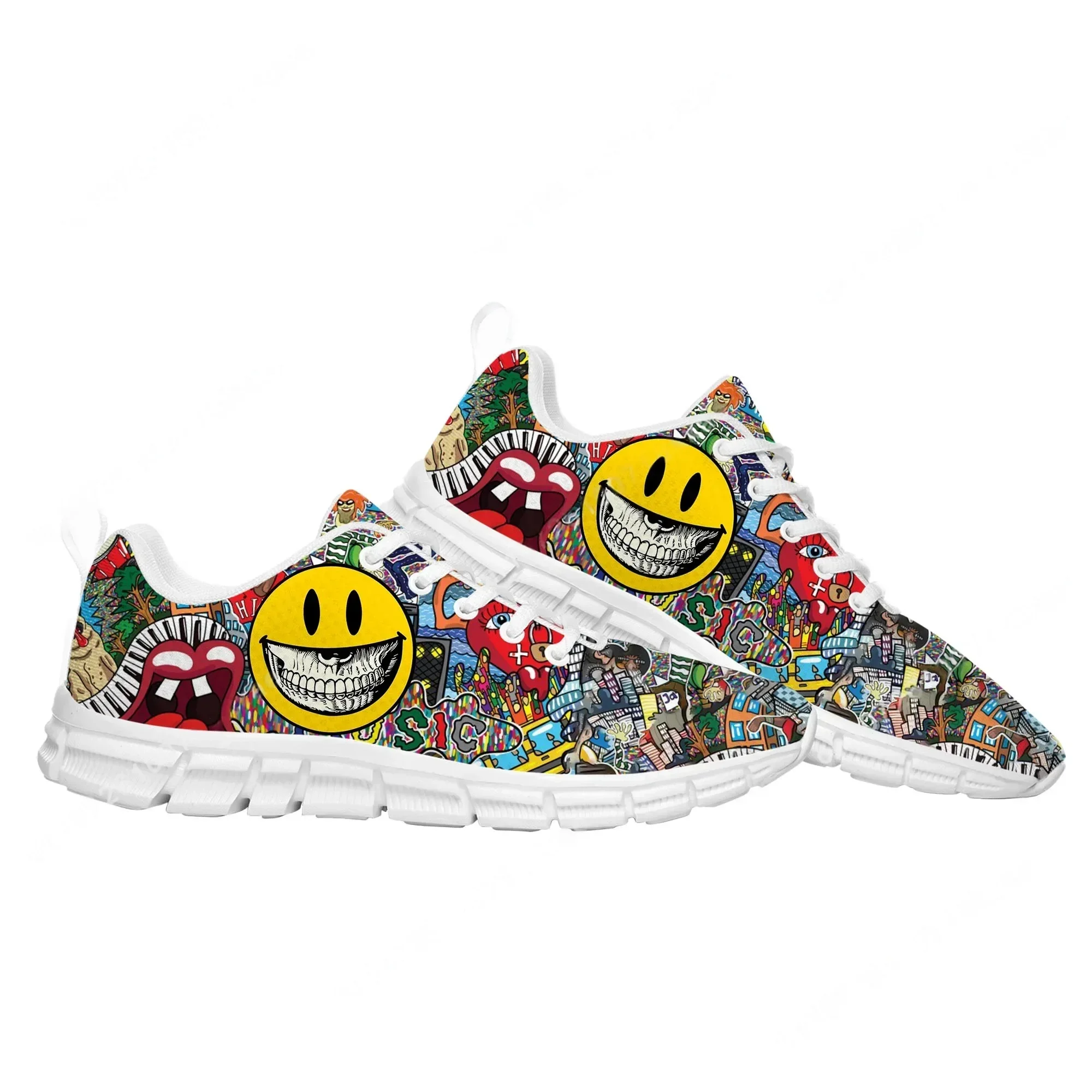 Street Fashion Art - รองเท้ากีฬาลายกราฟฟิตี้สตรีทอาร์ต สำหรับผู้ชายและผู้หญิง รองเท้าผ้าใบคุณภาพสูง รองเท้าสั่งทำพิเศษ