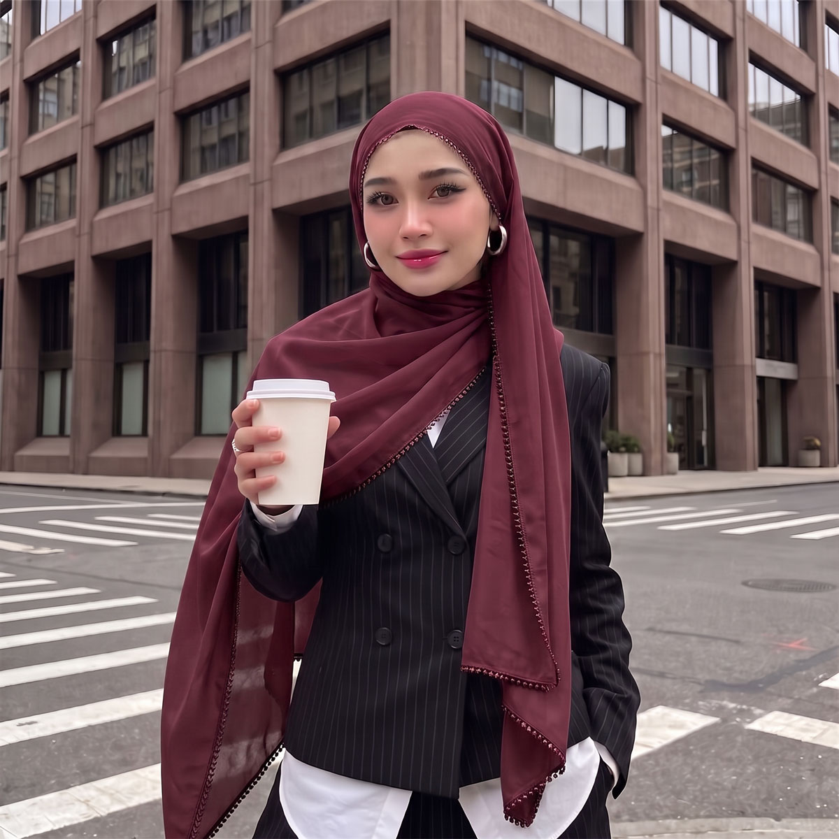 ผ้าคลุมศีรษะชีฟองหรูหราสำหรับผ - Street Fashion Hijab บทวิจารณ์และราคา