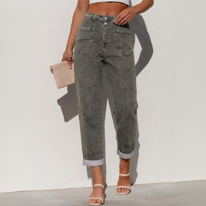 กางเกงยีนส์ทรงบานสไตล์อเมริกัน - Street Fashion Jeans Women บทวิจารณ์และราคา