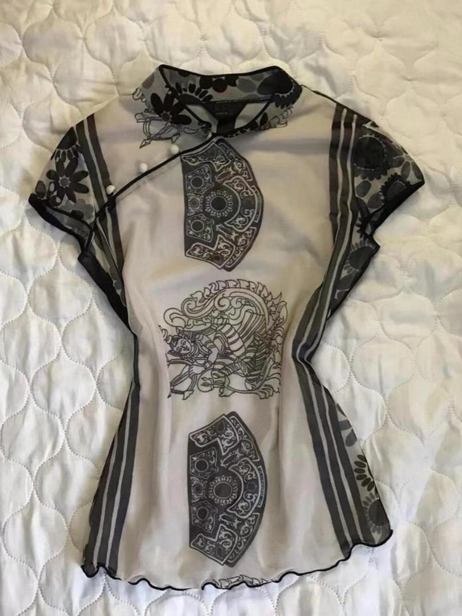 เสื้อพิมพ์ลายทรงสลิม ดีไซน์หรู - Street Fashion In Chinese บทวิจารณ์และราคา