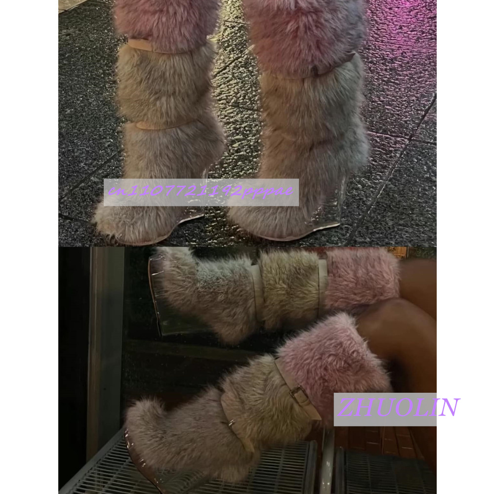 รองเท้าบูทส้นเตารีดแบบโปร่งใสแ - Street Fashion Winter บทวิจารณ์และราคา