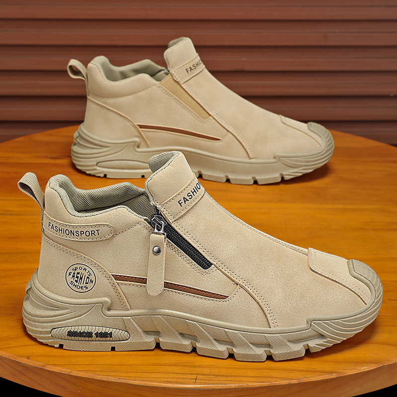 รองเท้าบูทสั้นแบบมีซิปสำหรับผู - Street Fashion Walking บทวิจารณ์และราคา