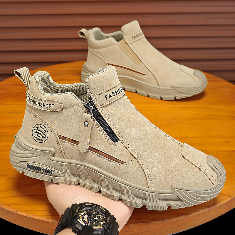 รองเท้าบูทสั้นแบบมีซิปสำหรับผู - Street Fashion Walking บทวิจารณ์และราคา