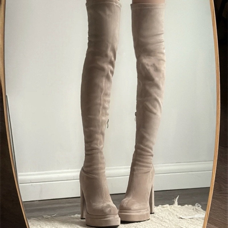 รองเท้าบูทสูงเหนือเข่าสำหรับผู - Street Fashion Lady บทวิจารณ์และราคา
