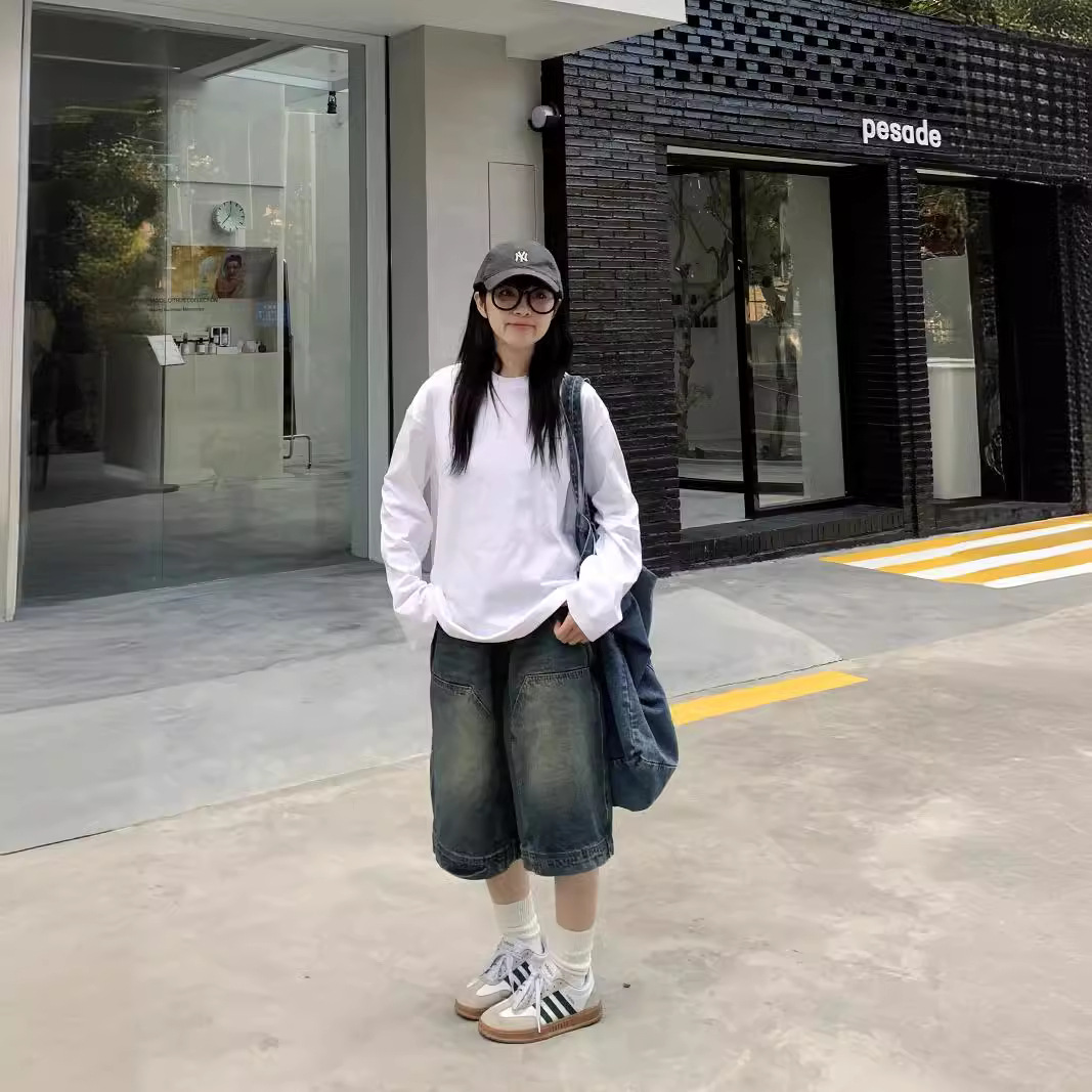กางเกงยีนส์ขาสั้นทรงหลวมสไตล์ว - Street Fashion Jeans Women บทวิจารณ์และราคา