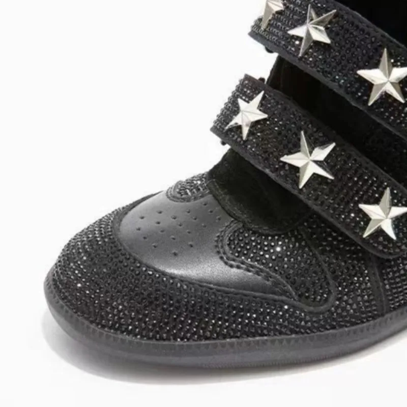 รองเท้าบูทหุ้มข้อประดับเพชรสำห - Street Fashion Walking บทวิจารณ์และราคา