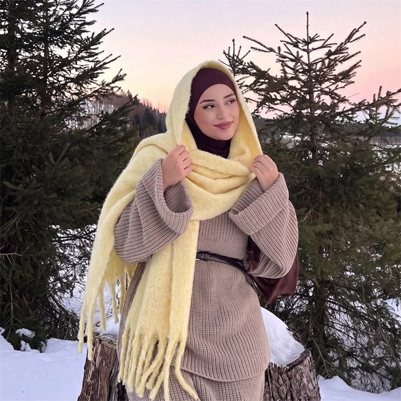 ผ้าพันคอขนโมแฮร์แบบวินเทจ แต่ง - Street Fashion Hijab บทวิจารณ์และราคา