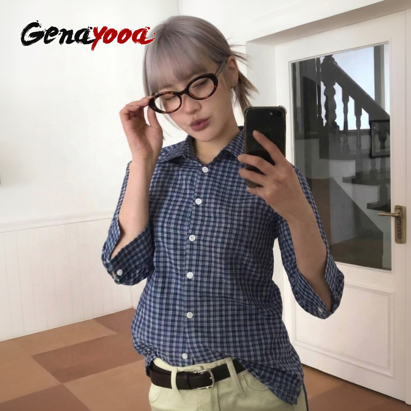 Genayooa Y2kลายสก๊อตเสื้อผู้หญ - Street Fashion In Japan บทวิจารณ์และราคา
