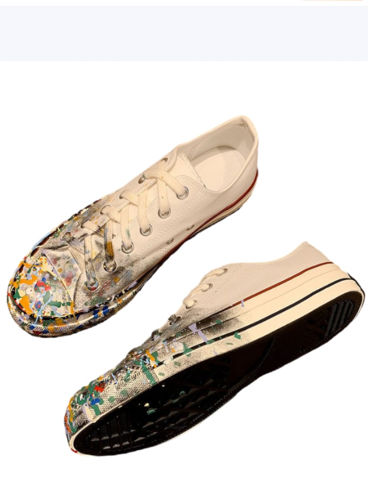รองเท้าผ้าใบผู้หญิงสีขาวแบบผูก - Street Fashion Lady บทวิจารณ์และราคา