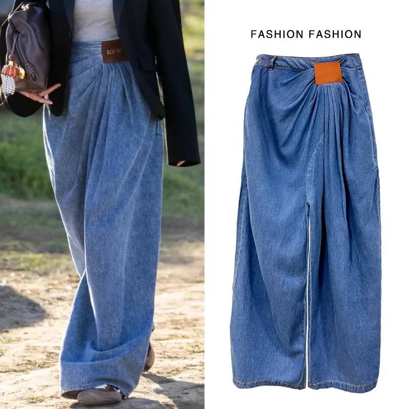 กางเกงยีนส์ขากว้างผู้หญิง รุ่น - Street Fashion Taiwan บทวิจารณ์และราคา