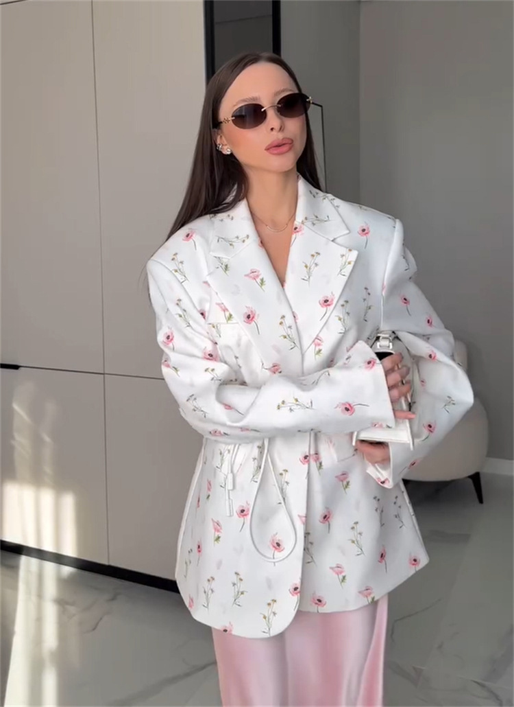 แฟชั่นผู้หญิงดอกไม้พิมพ์Blazer - Street Fashion Winter 2025 บทวิจารณ์และราคา
