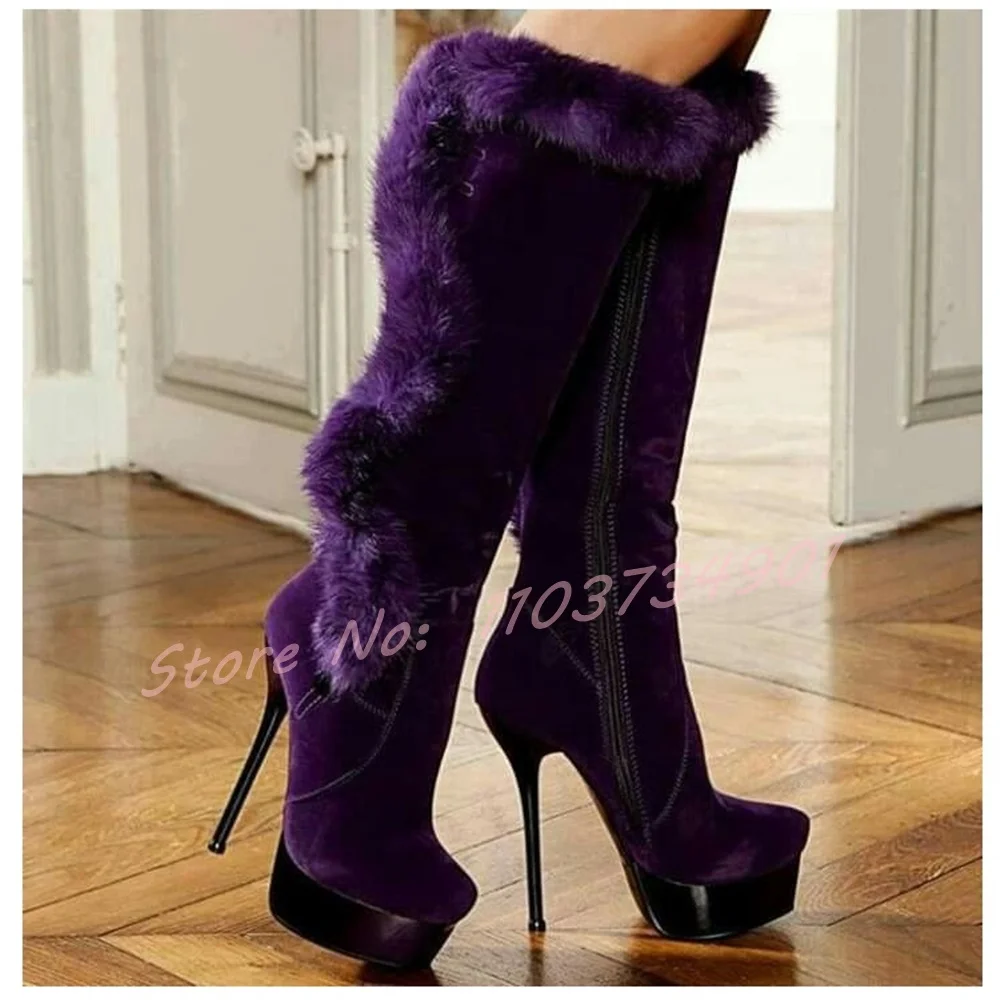 รองเท้าส้นตึกยาวถึงเข่าทำจากโล - Street Fashion Lady บทวิจารณ์และราคา