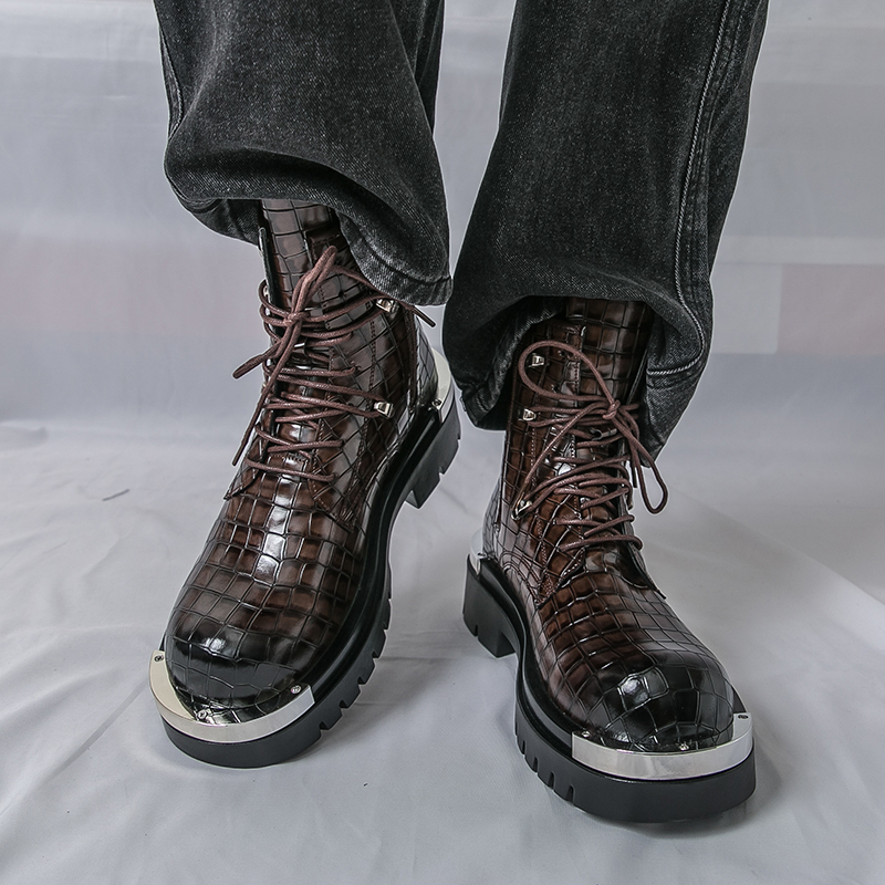 รองเท้าบูทผู้ชายคุณภาพสูงสำหรั - Street Fashion Walking บทวิจารณ์และราคา
