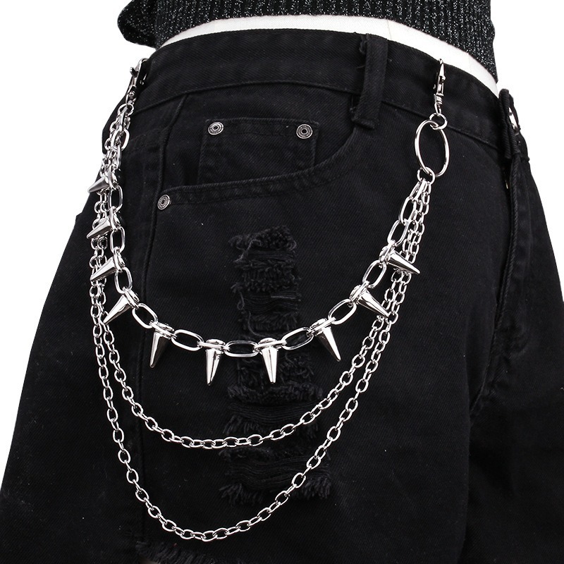 โซ่คาดเอวสไตล์ฮิปฮอป พังก์ร็อก - Street Fashion Jeans Women บทวิจารณ์และราคา
