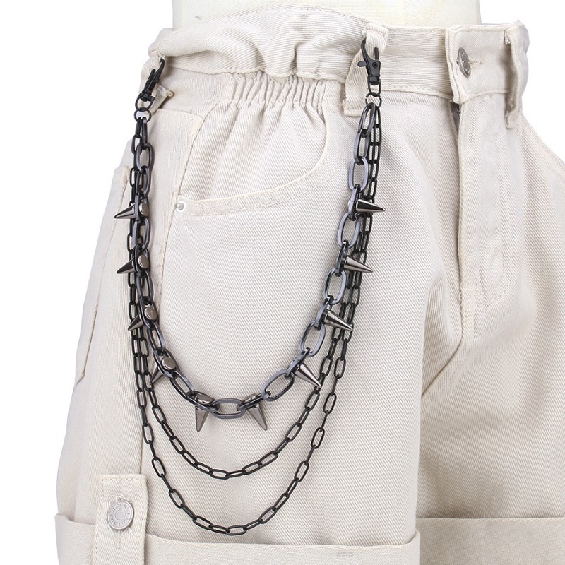 โซ่คาดเอวสไตล์ฮิปฮอป พังก์ร็อก - Street Fashion Jeans Women บทวิจารณ์และราคา
