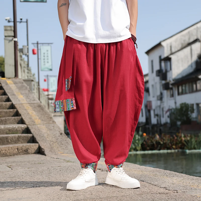กางเกงขายาวทรงหลวมสไตล์จีนย้อน - Street Fashion In Chinese บทวิจารณ์และราคา
