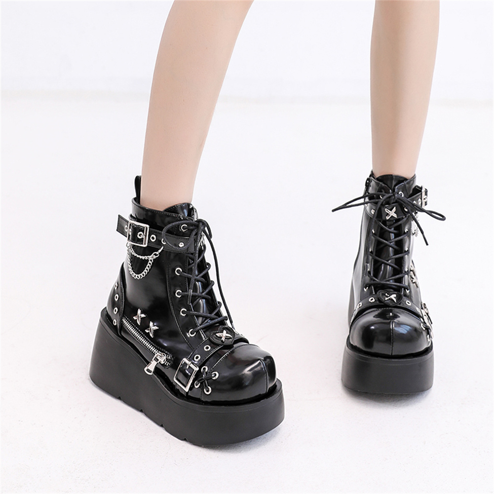 รองเท้าบูทส้นตึกสไตล์โกธิคสำหร - Street Fashion Lady บทวิจารณ์และราคา