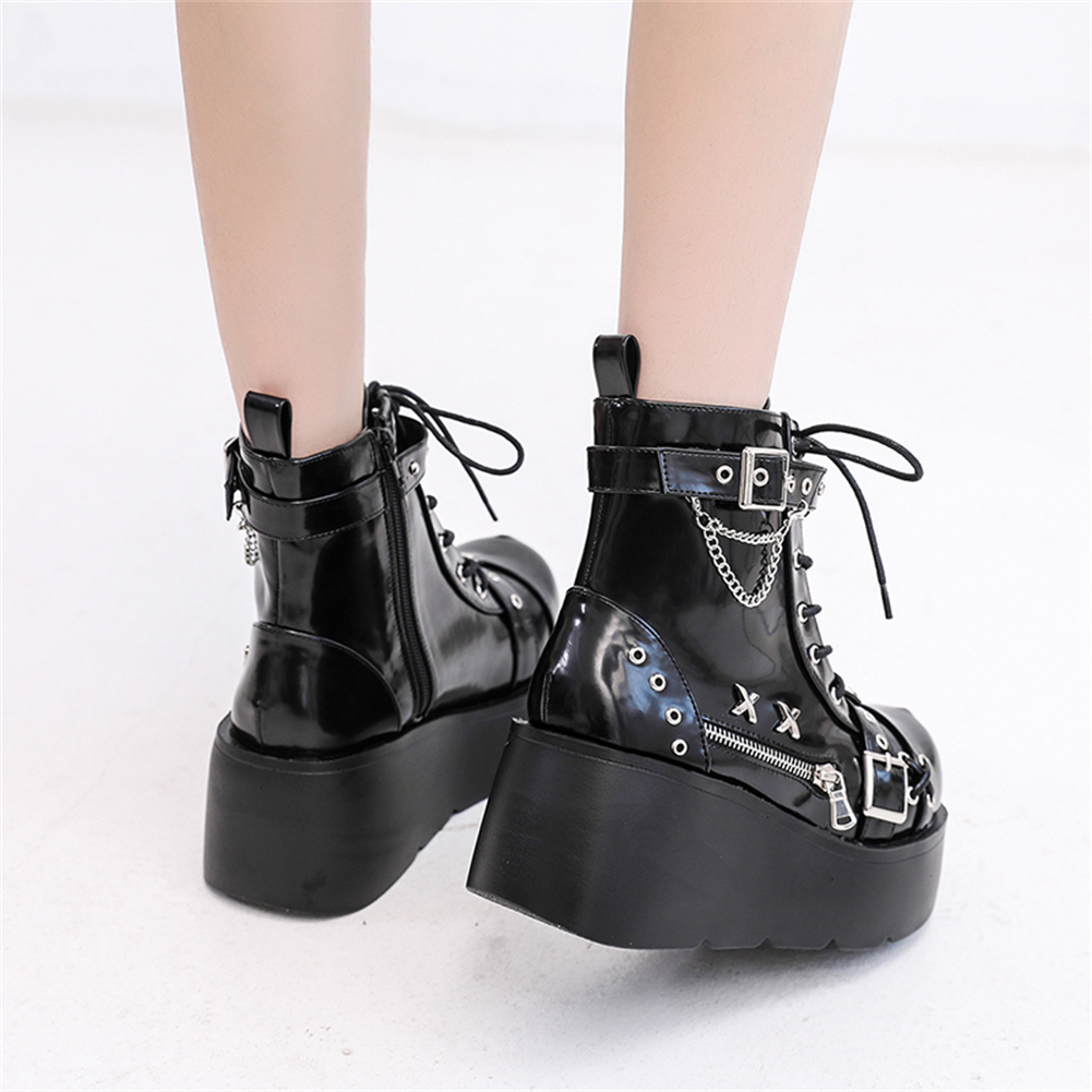 รองเท้าบูทส้นตึกสไตล์โกธิคสำหร - Street Fashion Lady บทวิจารณ์และราคา