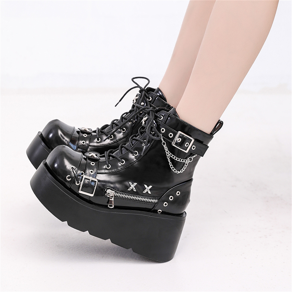 รองเท้าบูทส้นตึกสไตล์โกธิคสำหร - Street Fashion Lady บทวิจารณ์และราคา