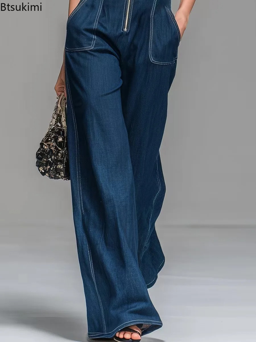 จั๊มสูทเดนิมแขนกุดสำหรับผู้หญิ - Street Fashion Jeans Women บทวิจารณ์และราคา