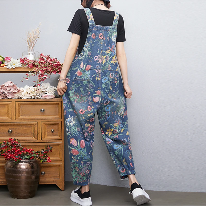 Casual Streetwear พิมพ์ดอกไม้  - Street Fashion Jeans Women บทวิจารณ์และราคา