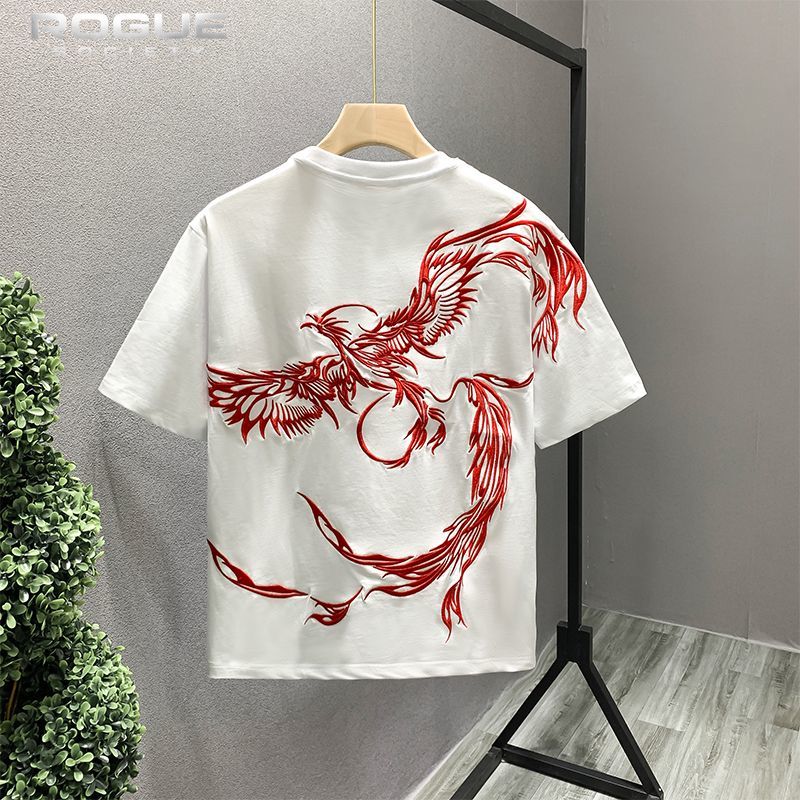 เสื้อยืดแขนสั้นปักลายฟีนิกซ์สไ - Street Fashion In Chinese บทวิจารณ์และราคา