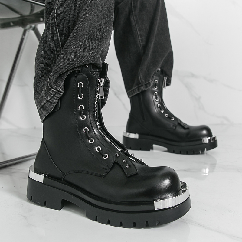 รองเท้าบูทผู้ชายพื้นหนา ดีไซน์ - Street Fashion Walking บทวิจารณ์และราคา