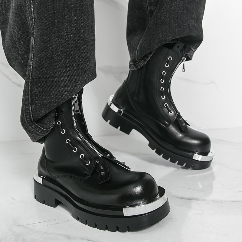 รองเท้าบูทผู้ชายพื้นหนา ดีไซน์ - Street Fashion Walking บทวิจารณ์และราคา