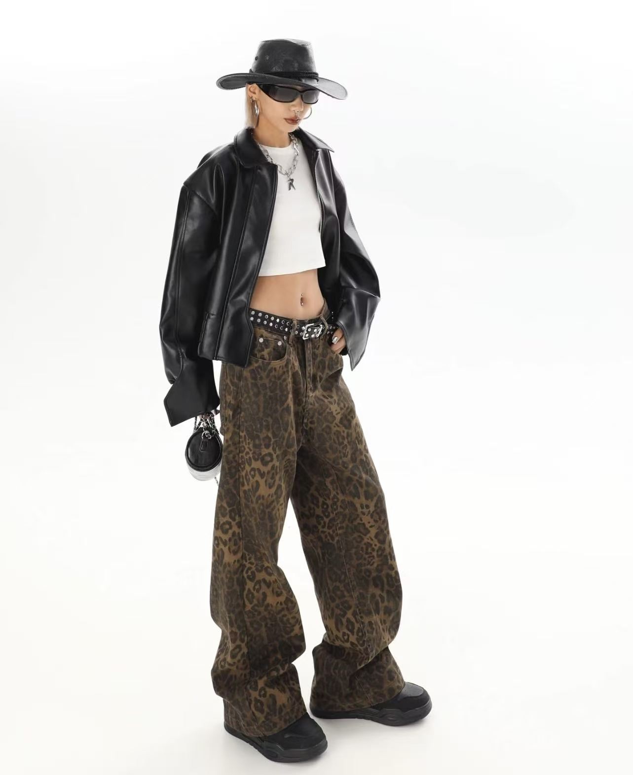 กางเกงยีนส์ทรงหลวมขาตรงลายเสือ - Street Fashion Jeans Women บทวิจารณ์และราคา