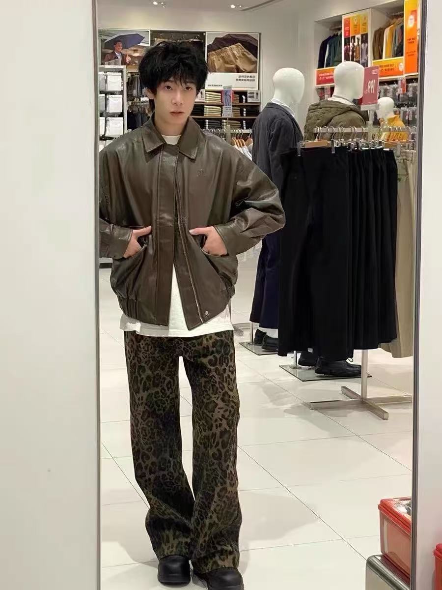 กางเกงยีนส์ทรงหลวมขาตรงลายเสือ - Street Fashion Jeans Women บทวิจารณ์และราคา
