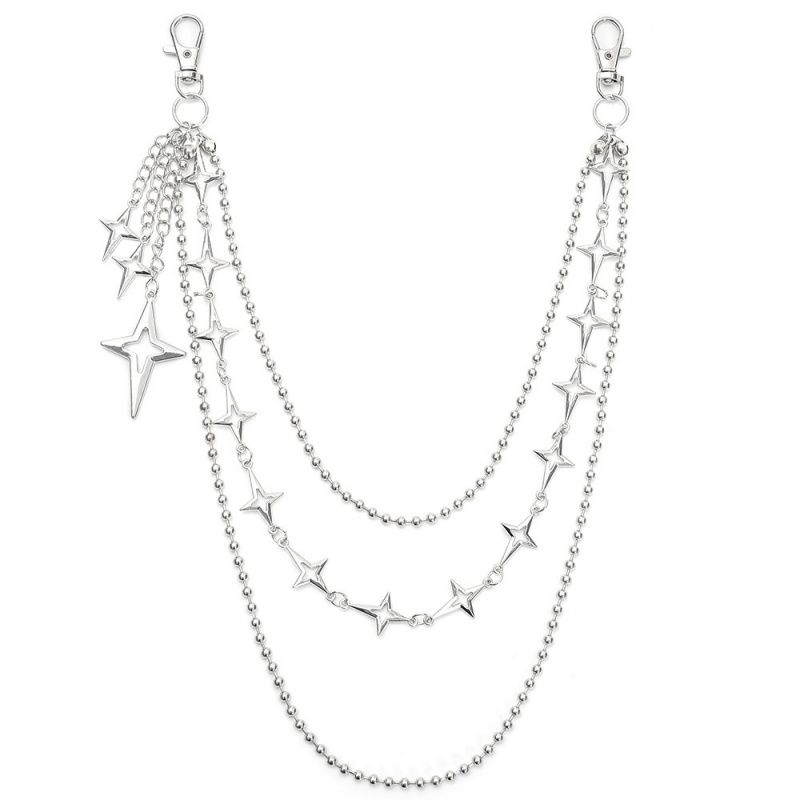 สร้อยคาดเอวแบบหลายชั้นลายดาวสไ - Street Fashion Jeans Women บทวิจารณ์และราคา