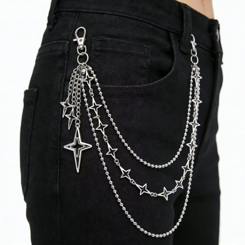 สร้อยคาดเอวแบบหลายชั้นลายดาวสไ - Street Fashion Jeans Women บทวิจารณ์และราคา