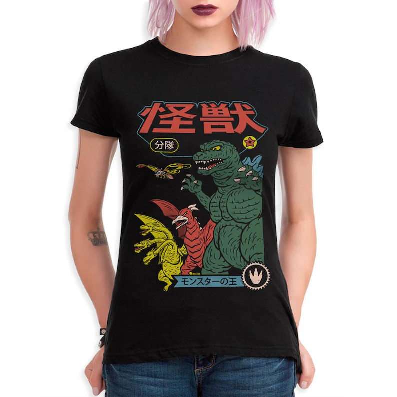 เสื้อยืดลายกราฟิกหนังก็อจิลล่า - Street Fashion In Japan บทวิจารณ์และราคา