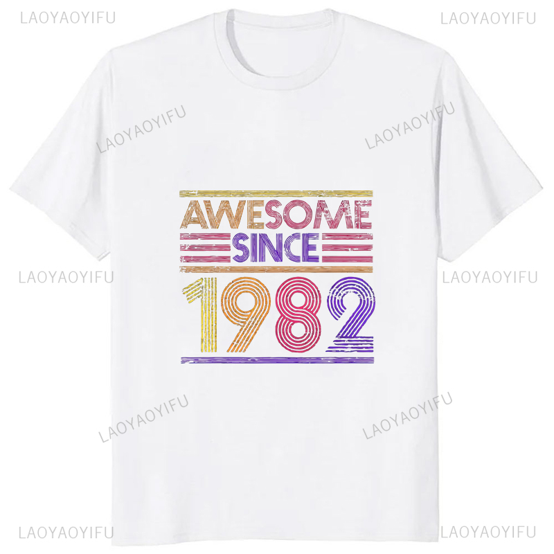 เสื้อยืดพิมพ์ลายวินเทจ1982รุ่น - Street Fashion Art บทวิจารณ์และราคา