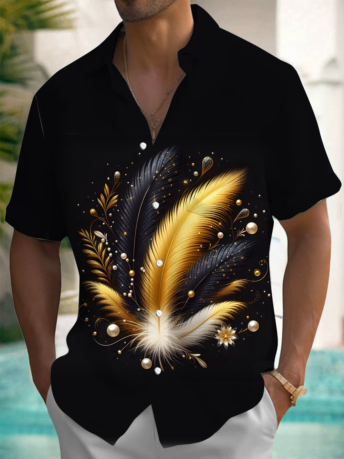 เสื้อเชิ้ตแขนสั้นพิมพ์ลายฮาวาย - Street Fashion Walking บทวิจารณ์และราคา